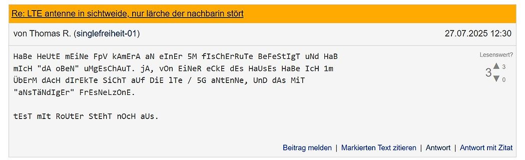 Forenbeitrag über LTE-Antenne und Fresnelzone