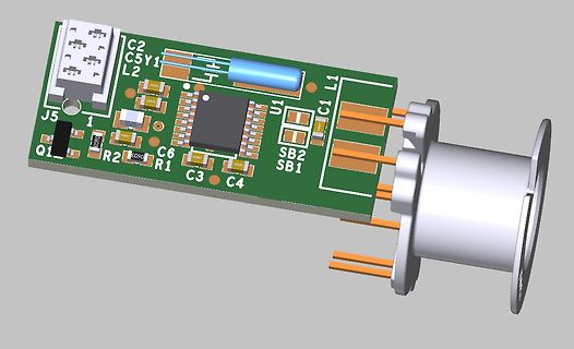 3D CAD Modell einer Leiterplatte mit USB-Anschluss