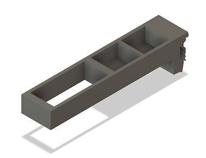 3D-Modell eines rechteckigen Rahmens mit drei Kammern