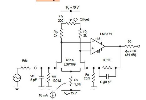 Schaltplan einer Transistor-Differenzstufe mit Operationsverstärker