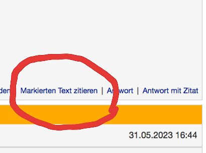 Ausschnitt einer Foren-Webseite mit Textoptionen