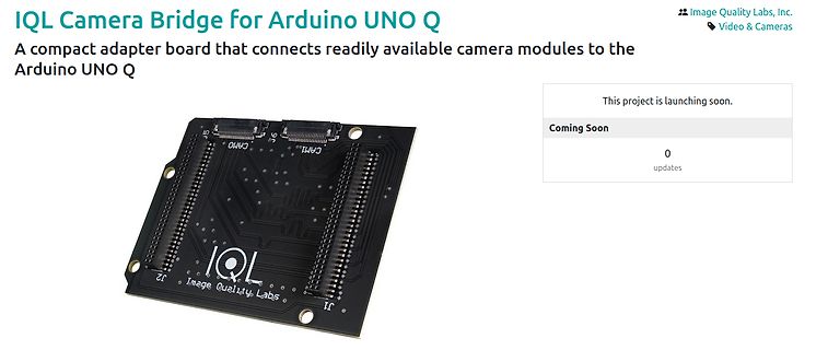 Produktseite eines Kamera-Adapters für Arduino