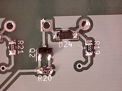 Nahaufnahme einer Leiterplatte mit SMD-Bauteilen