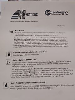 Dokument eines Jobcenters