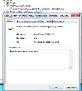 Windows Geräteeigenschaften Intel Active Management Technology