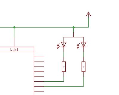 Ausschnitt eines Schaltplans mit LEDs und Vorwiderständen