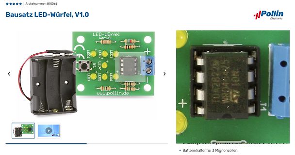 Bausatz LED-Würfel mit Leiterplatte und Batteriefach