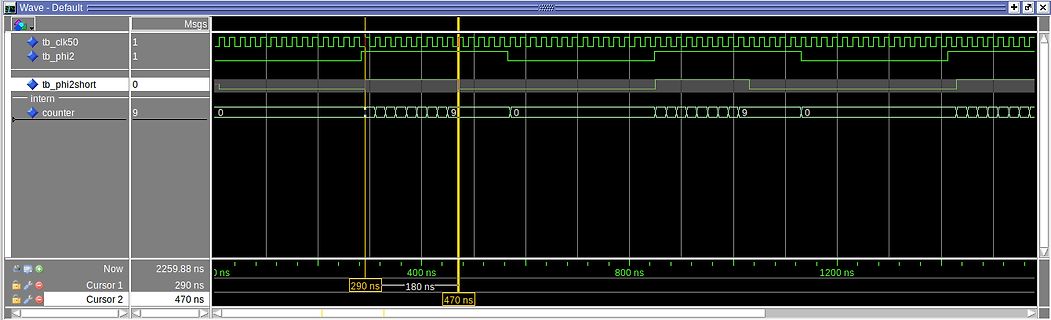 Screenshot eines Logikanalysators mit digitalen Signalen