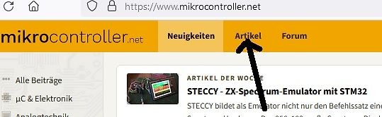 Ausschnitt der Webseite mikrocontroller.net