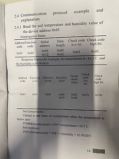 Dokumentation eines Kommunikationsprotokolls für Bodenfeuchtigkeit und Temperatur