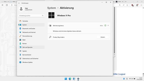 Windows 11 Pro Aktivierungsstatus Einstellungen