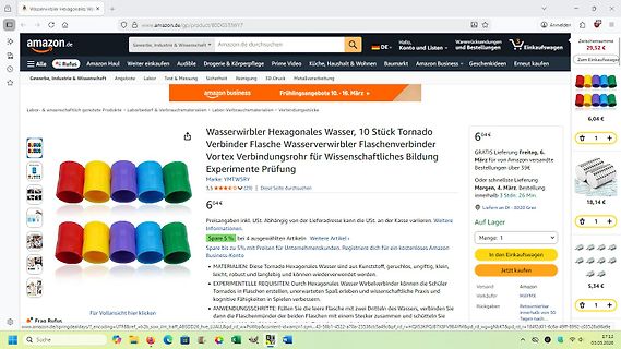 Amazon Produktseite für Wasserwirbler