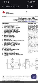 Datenblatt eines Texas Instruments ADS1115 ADC