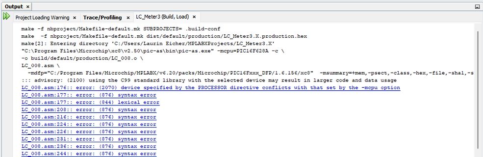 Compiler-Fehlermeldungen in einer Entwicklungsumgebung