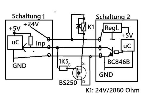 Schaltplan zweier Schaltungen mit Mikrocontroller und MOSFET