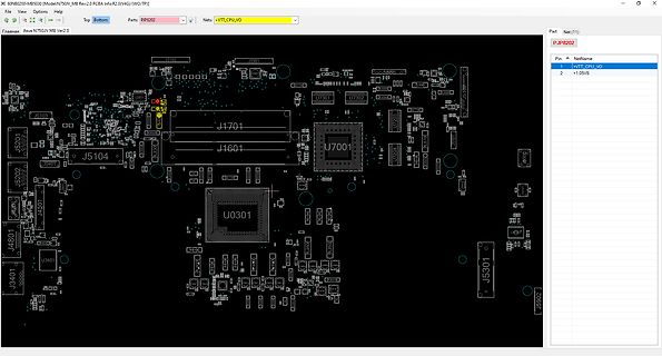 CAD-Ansicht eines Leiterplatten-Layouts