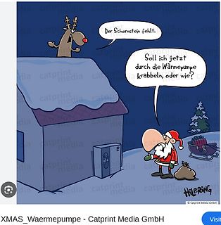 Weihnachtlicher Comic über Wärmepumpen
