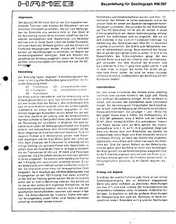 Textseite Bauanleitung für Oszilloskop HM 207