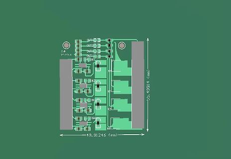 PCB-Layout einer Leiterplatte mit Maßangaben