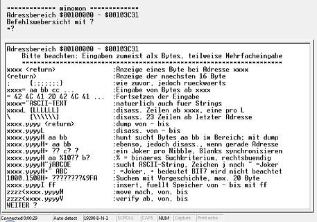 Minomon Befehlsuebersicht und Syntaxliste