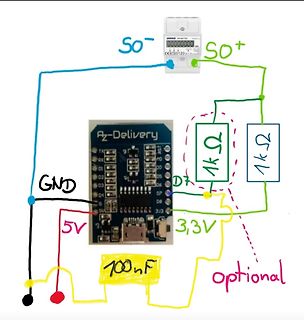 Handgezeichneter Schaltplan mit Mikrocontroller und Sensor