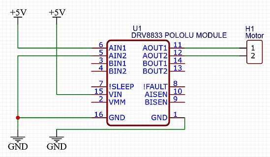 Schaltplan DRV8833 Pololu Modul mit Motoranschluss