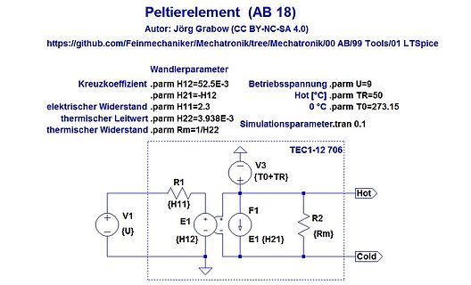 LTSpice Schaltplan eines Peltier-Elements