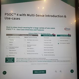 Abfotografierte Präsentationsfolie zu Infineon PSOC 4 Multi-Sense
