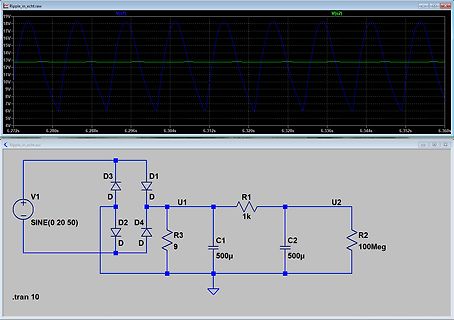LTspice Simulation eines Gleichrichters mit Glättung