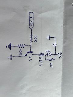 Handgezeichneter Schaltplan mit LED und Potentiometer