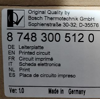 Aufkleber einer Bosch Thermotechnik Leiterplatte