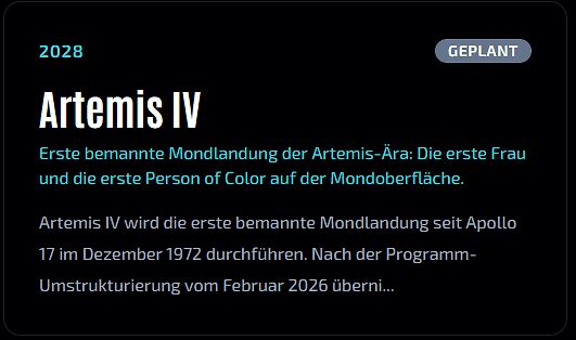 Informationstext zur Artemis IV Mondlandung
