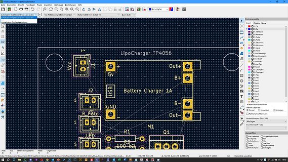 Leiterplatten-Layout eines Lipo-Chargers in KiCad