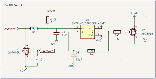 Schaltplan einer Ein-/Ausschaltung mit MOSFET und Monostabile Kippstufe