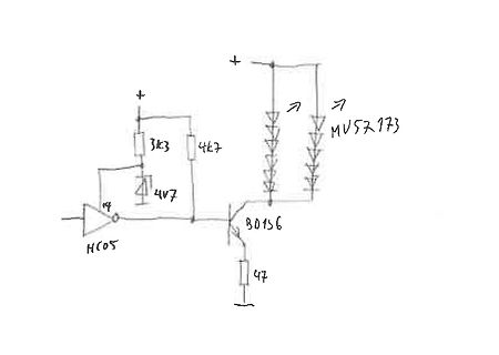 Handgezeichneter Schaltplan mit Transistor und LEDs