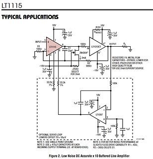 Schaltplan eines Low Noise DC Accurate Buffered Line Amplifier