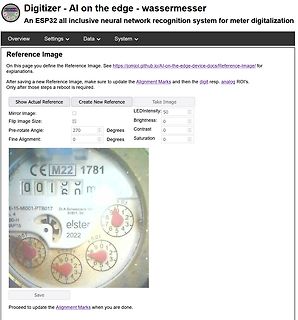 Weboberfläche zur Konfiguration eines Wasserzähler-Digitalisierungssystems