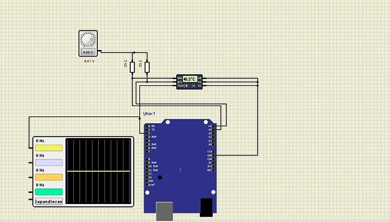 Simulation eines Arduino Uno mit Temperatursensor
