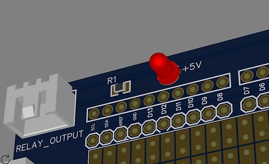 CAD-Ansicht einer Leiterplatte mit Pin-Beschriftung