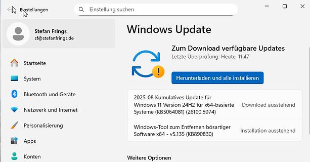 Windows Update Einstellungen Menü