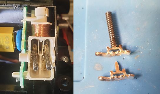 Mechanische Bauteile eines elektromagnetischen Relais