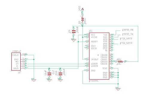 Schaltplan eines USB-zu-Seriell-Wandlers mit FT232RL