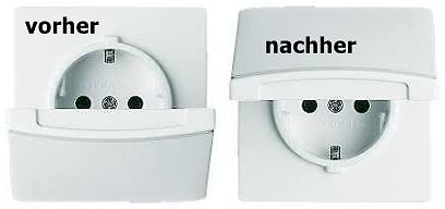 Vorher und nachher Vergleich einer Steckdose