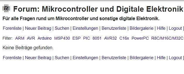 Header eines Mikrocontroller- und Digital-Elektronik-Forums