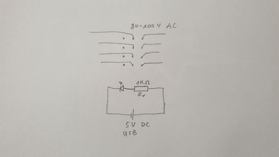 Handgezeichneter Schaltplan mit AC- und DC-Eingang