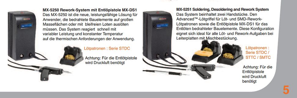 Werbeabbildung für MX-5250 und MX-5251 Rework-Systeme