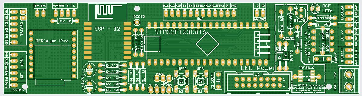 Leiterplatten-Layout eines ESP-12 STM32F103C8T6 Projekts