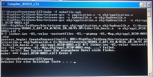Fehlermeldung eines Compiler-Aufrufs in einer Windows-Konsole