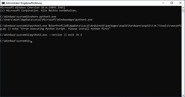 Windows Eingabeaufforderung mit Python-Pfadfehlermeldung
