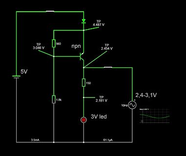 Schaltplan mit NPN-Transistor und LED
